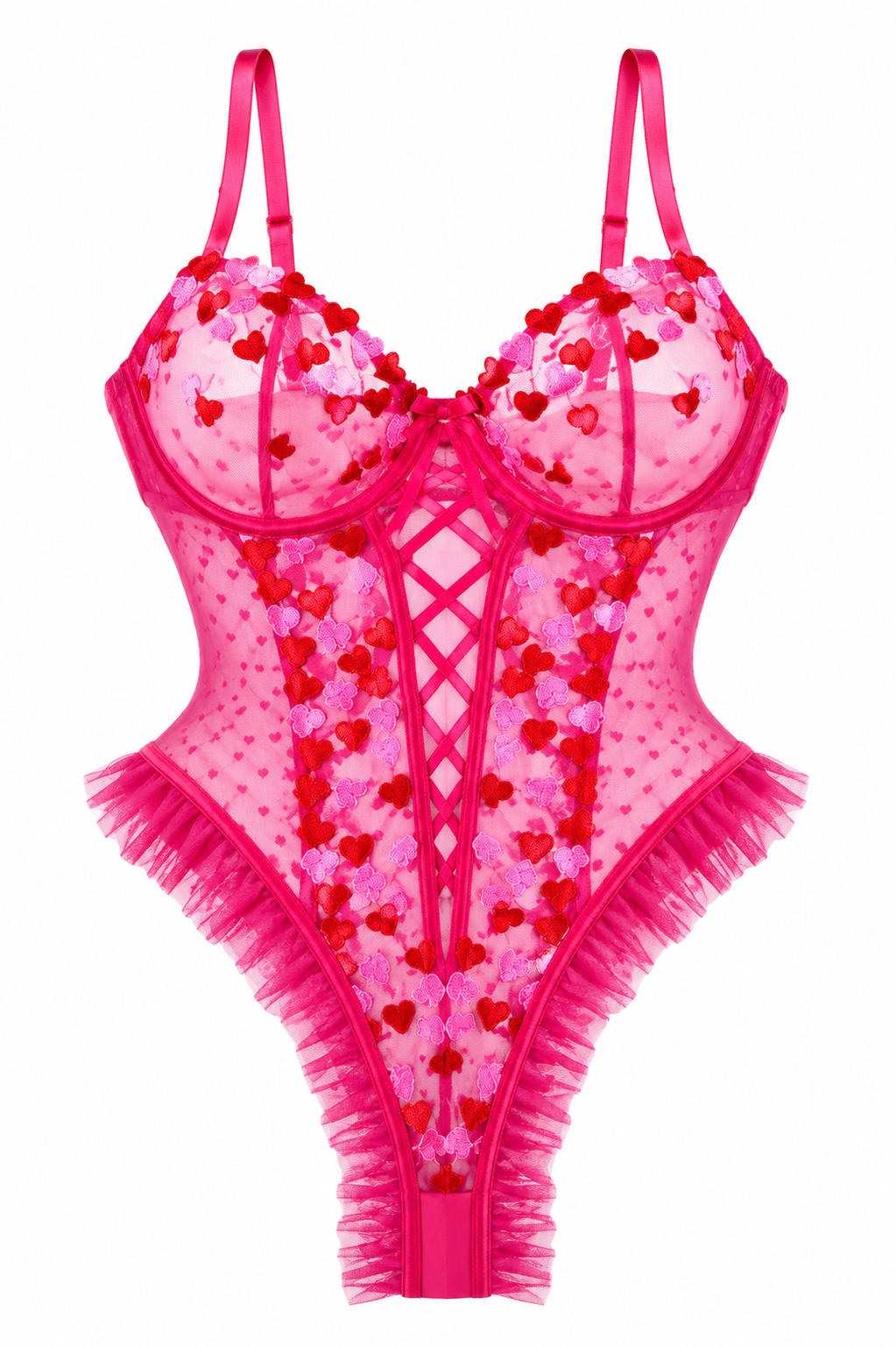 Love Lace Teddy – Hot Pink