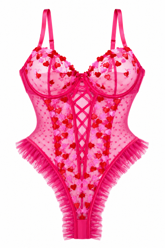 Love Lace Teddy – Hot Pink